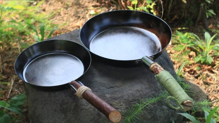 【安物で十分】焚き火フライパン 26cmと20cm / 鉄フライパン / キャンプ道具 / My outdoor cooking steel pans, campfire pans / skillet