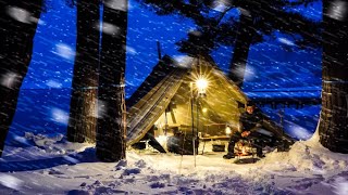 【雪中キャンプ】大荒れの湖畔でダッチオーブン料理/丸ごとアップルパイ、クラムチャウダー