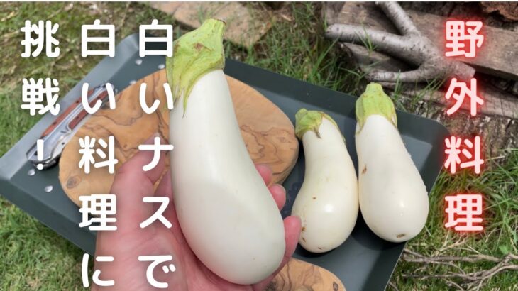 白いナスで白いアレを作って食す！野外料理