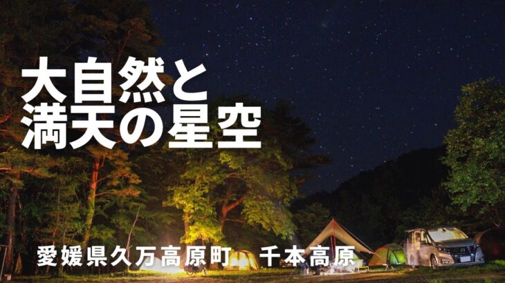 【看護師ソロキャンプ】満点の星空、大自然のなかでソログルキャンプ！ぐるぐるウィンナーや肉を焚火にぶち込み男料理とお酒を楽しむ　愛媛県久万高原町　千本高原キャンプ場