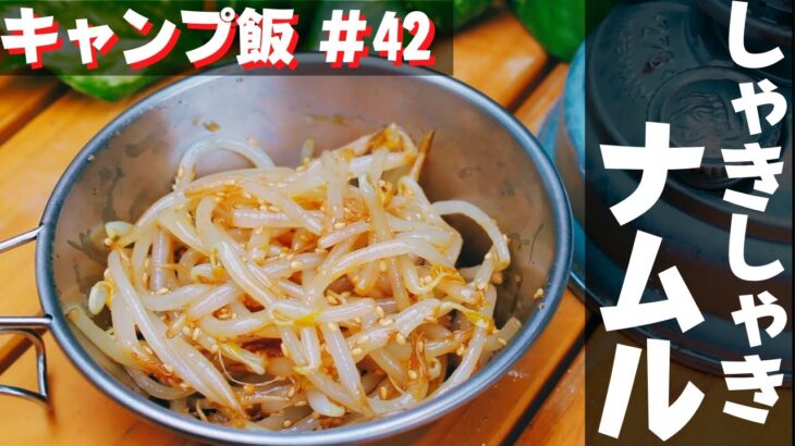 【簡単おつまみキャンプ飯】#42 もやしナムル♪ ソロ & ファミリー おすすめ簡単キャンプ料理✨　★スキレット料理★　☆Japanese camping food