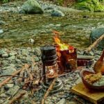 【ソロデイキャンプ】夏の渓流野営場🍛焚火スパイス料理🔥solo camping bushcraft Campfire Cooking