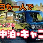 【車中泊キャンプ】アラフィフ女のソロキャンプ•車中泊/初心者/焚き火がしたい/女一人旅【スペーシアギア】前編