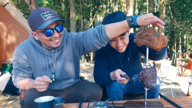 Camping Vlog：WOODIYの二人と料理三昧のキャンプ（谷のほとりオートキャンプ場／宮崎県小林市須木／ロゴス くるくるクッキングリル）