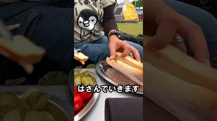 【キャンプ飯】朝から黒毛和牛サンドイッチ #Shorts