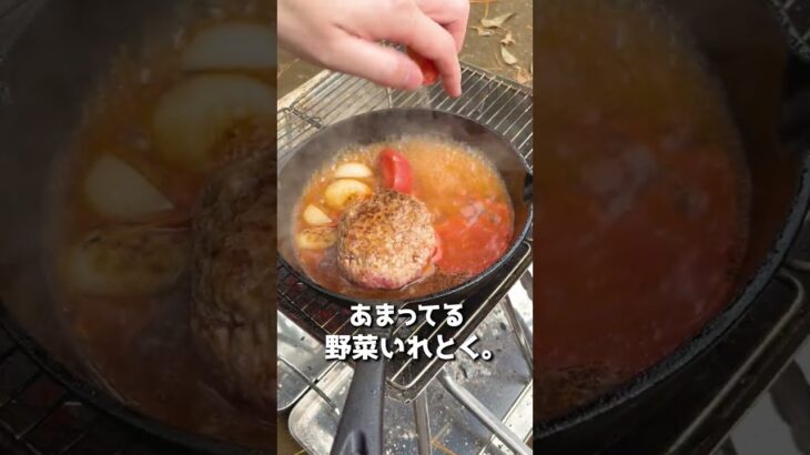 【キャンプ飯】料理人が作る最強の煮込みハンバーグがやばすぎるwwwwww #shorts