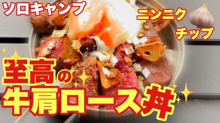 【ソロキャンプ#75】至高の牛肩ロース丼を作ってみました！！ソロキャンプで簡単にできました＾＾