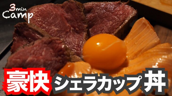 【３分キャンプ】ローストビーフ×サーモン丼を満喫#２【ASMR】