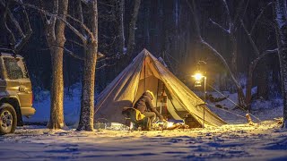 【雪中キャンプ】マイナス１０℃極寒の中、燻製料理/凍ったベーコンで作る朝食