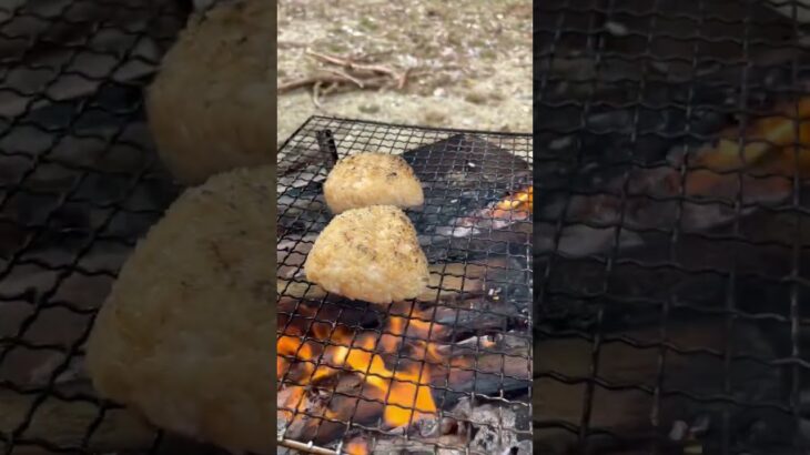 【キャンプ飯】デイキャンプでサイコロステーキ＆焼きおにぎり🍻🤍