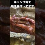 キャンプ飯くるくるBBQで焼き豚  #Shorts　#キャンプ飯　#キャンプ料理　#塊肉