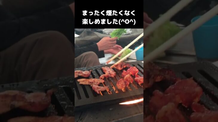 テント内で無煙ホルモン焼きしてみた#Shorts　#キャンプ飯　#キャンプ料理　#薪ストーブ