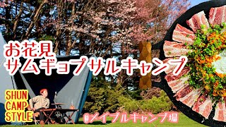 【北海道キャンプ】お花見サムギョプサルキャンプ