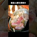 焚き火 飯盒 大盛り豚生姜焼き / 飯盒炊爨 / キャンプ料理 アウトドア料理 / Mess kit ginger fried pork / Outdoor cooking