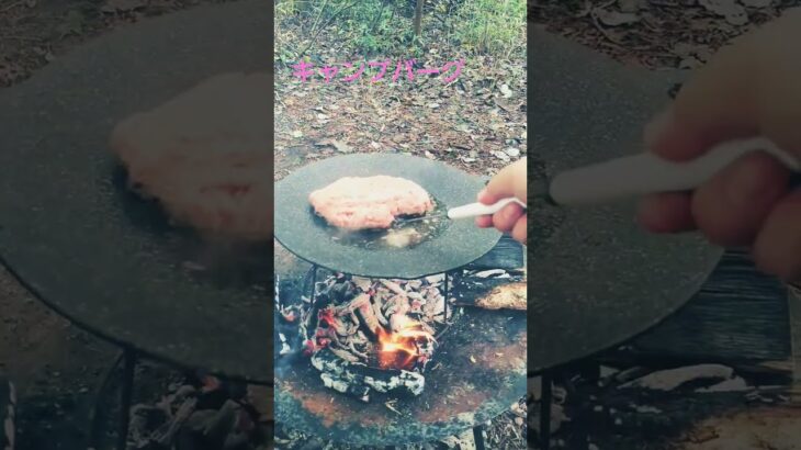 キャンプでハンバーグ、それがキャンプバーグ　#グリドル #nature #food #料理男子