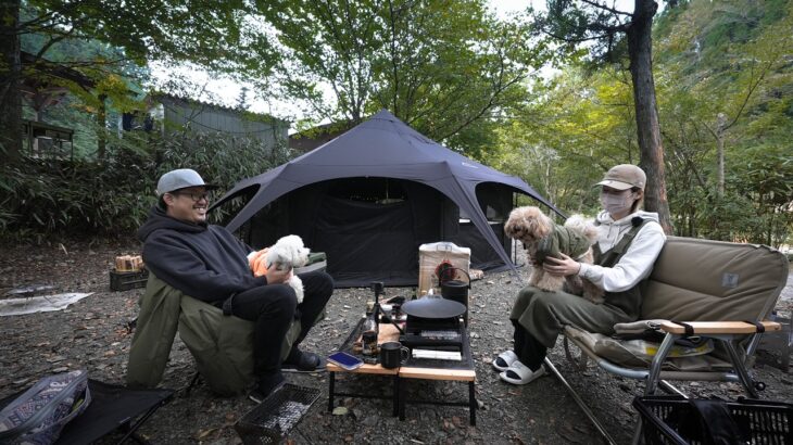 【夫婦キャンプ】広々テントでワンちゃんと一緒ゆったりキャンプ🏕️キャンプギア20選紹介#358