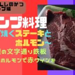 【キャンプ料理】焚火で焼く肉はやっぱりウマイ！！ステーキとホルモンを焼いて赤ワインを飲む夜【ステーキ】【ホルモン】【焚火料理】【赤ワイン】【ソロキャンプ】【ビールにも合う】