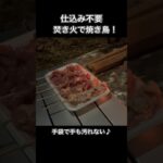 【簡単キャンプ飯】100均竹串・ハサミ・ゴム手袋で手を汚さず簡単焼き鳥！#キャンプ飯 #切り抜き #焼き鳥#焚き火料理