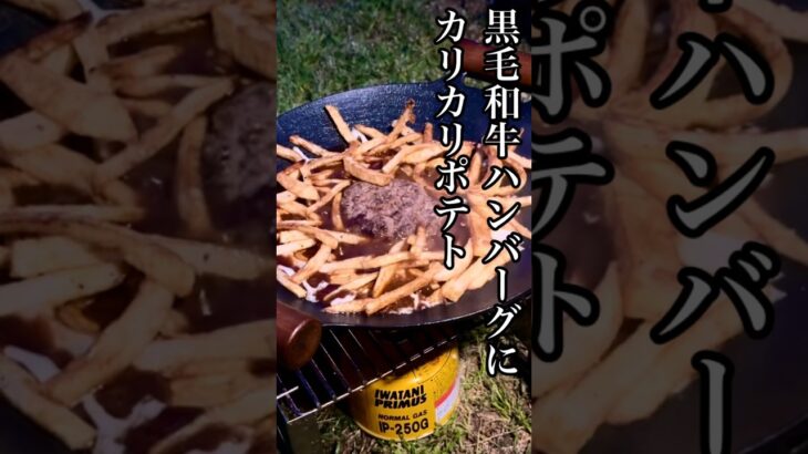 黒毛和牛ハンバーグデミグラスソースとカリカリポテトフライ。#shorts #キャンプ #キャンプ飯 #アウトドア料理