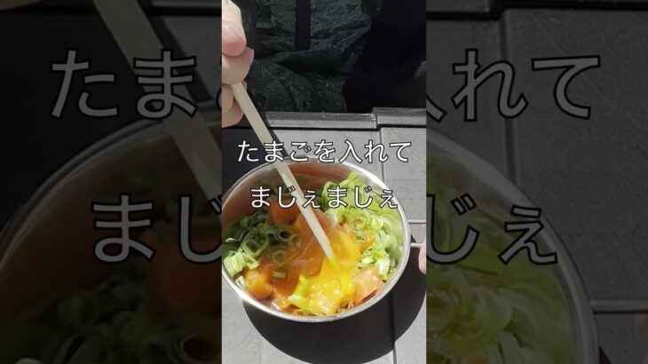 【初心者簡単料理・ズボラ・庭キャンプ】　飯テロ注意！　サーモンユッケ！　締めは丼で・・・　 #short