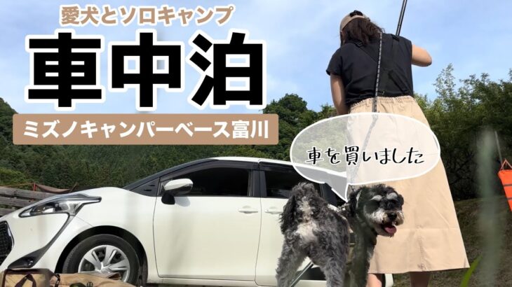 【犬とソロキャンプ】車中泊の練習したよ！【ミズノキャンパーベース富川】