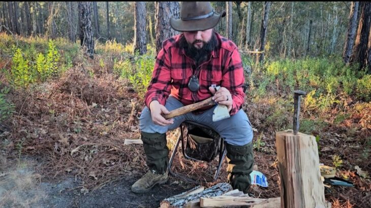 Wood processing at a base camp