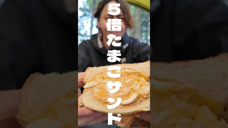 卵を5個使った5倍たまごサンド【謎理論】 #shorts #料理 #キャンプ飯 #アウトドア #food #cooking #ウンバボ族