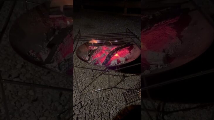キャンプに行ったら焚き火が楽しい！料理は肉を焼くだけだけどハイボール飲みながらパチパチ薪が焼けてる音が好き！7inchキャンプ場また行きたいな！