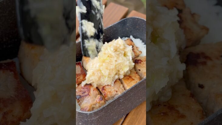 ごはんが足りなくなる！特製ねぎ塩ダレで豚丼！　#キャンプ飯 #簡単レシピ #簡単料理 #豚丼