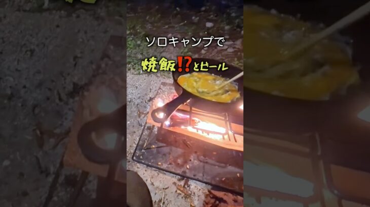 キャンプでビールで焼飯をかき込んだら最高すぎた！ #shorts #キャンプ #キャンプ飯 #料理男子