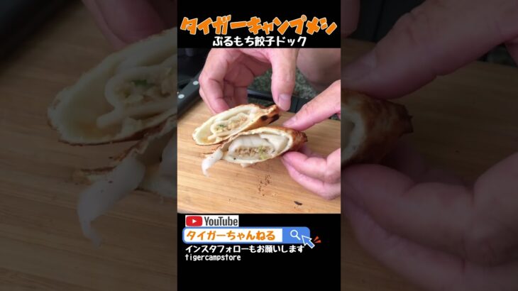 ぷるもち餃子ドック #タイガーキャンプメシ#ホットサンド#餃子ドック＃水餃子#餃子アレンジ#水餃子アレンジ#ホットサンドレシピ#キャンプメシ#キャンプ料理#ソトレシピ#キャンプ好きな人と繋がりたい