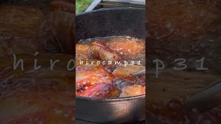 豚ばら炭火焼き醤油仕立て#shorts #キャンプ飯 #アウトドアグルメ#料理 #豚バラ炭火焼き