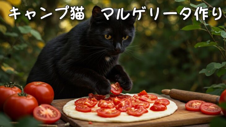 【キャンプする猫】黒猫ぼっちがマルゲリータを作る【料理】