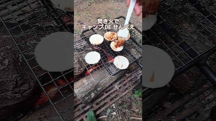 【飯テロ】焚き火でキャンプDEせんべえ #キャンプDEせんべえ #キャンプ飯 #飯テロ #アウトドアクッキング #焚き火料理 #焚き火