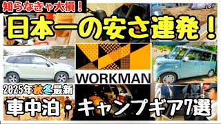 【コスパ日本一】ワークマン2025年秋冬新作車中泊グッズと寒さ対策グッズ7選がスゴい【車中泊グッズ＆キャンプ道具】