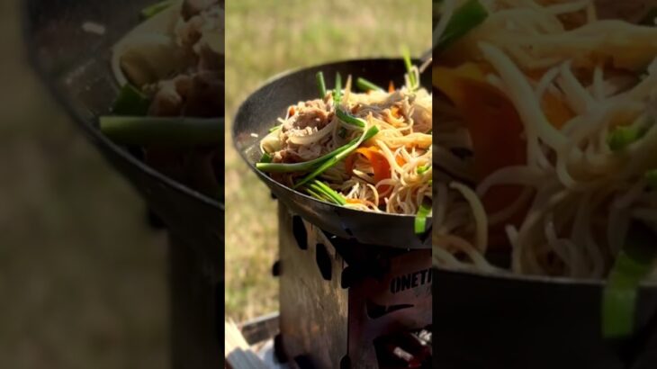 【ソロデイキャンプ】キャンプ🔰初心者。笠置キャンプ場で秋晴れのした、素麺チャンプルと車の話。夏に余った素麺でワンパン料理。