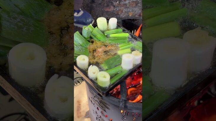 最新焚き火台で作る『砂肝アヒージョ』