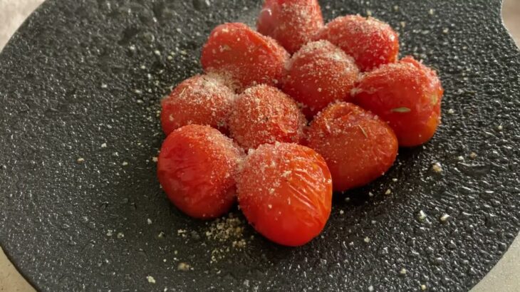 おうち1人キャンプ料理　ミニトマト焼き