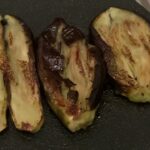 お家で1人キャンプ料理　３本のナス焼き