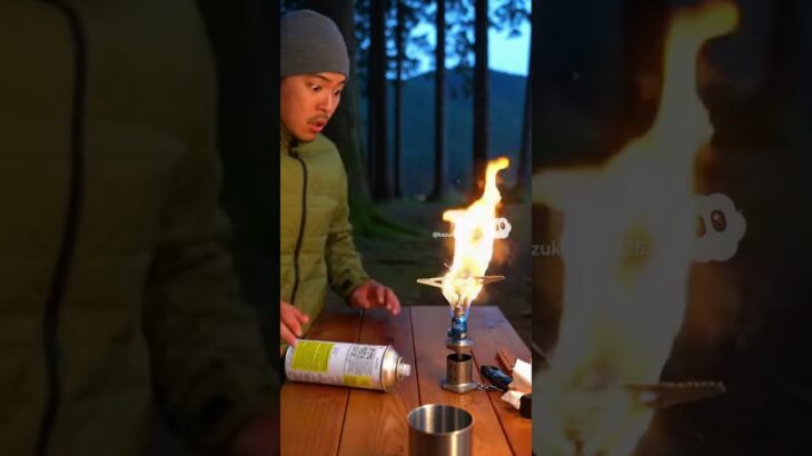 一瞬で火柱！キャンプでのガスバーナーは注意 #キャンプ事故 #ガス漏れ #アウトドア安全 #防災 #キャンプ初心者 #ガス爆発 #バーナー事故 #危険予知 #AI防災チャンネル #事故再現