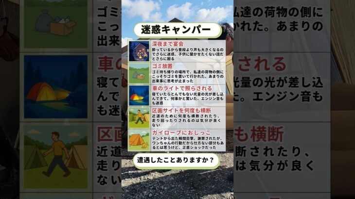 迷惑キャンパーに遭遇　みなさんはありますか？　#camp #アウトドア #ファミリーキャンプ #キャンプ初心者 #迷惑