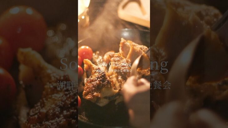 湖畔でひとり静かな晩餐会 #焚火料理 #キャンプ飯 #solocamping #campfirecooking  #bonfire #dinner  #carm #chill #asmr #4k