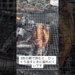 焚き火でアジ焼きました😍 #キャンプ飯 #おつまみ #料理 #アジ #網