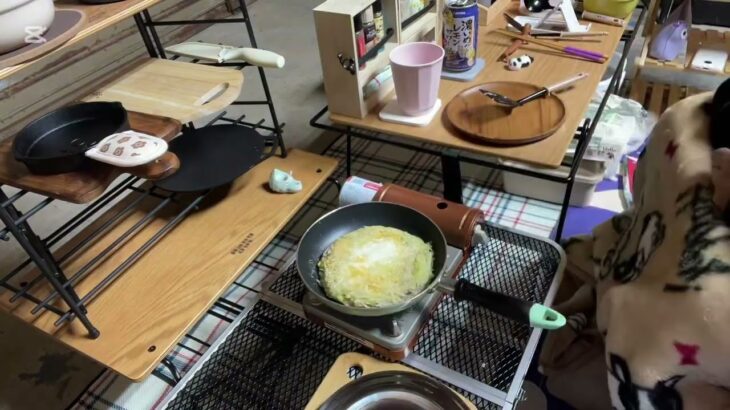 【車庫キャンプ】初心者女子キャンプ⑥お好み焼き