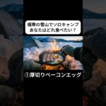 極寒の雪山でソロキャンプ！どれ食べる？Which one would you choose?【ASMR】#Shorts#aiart